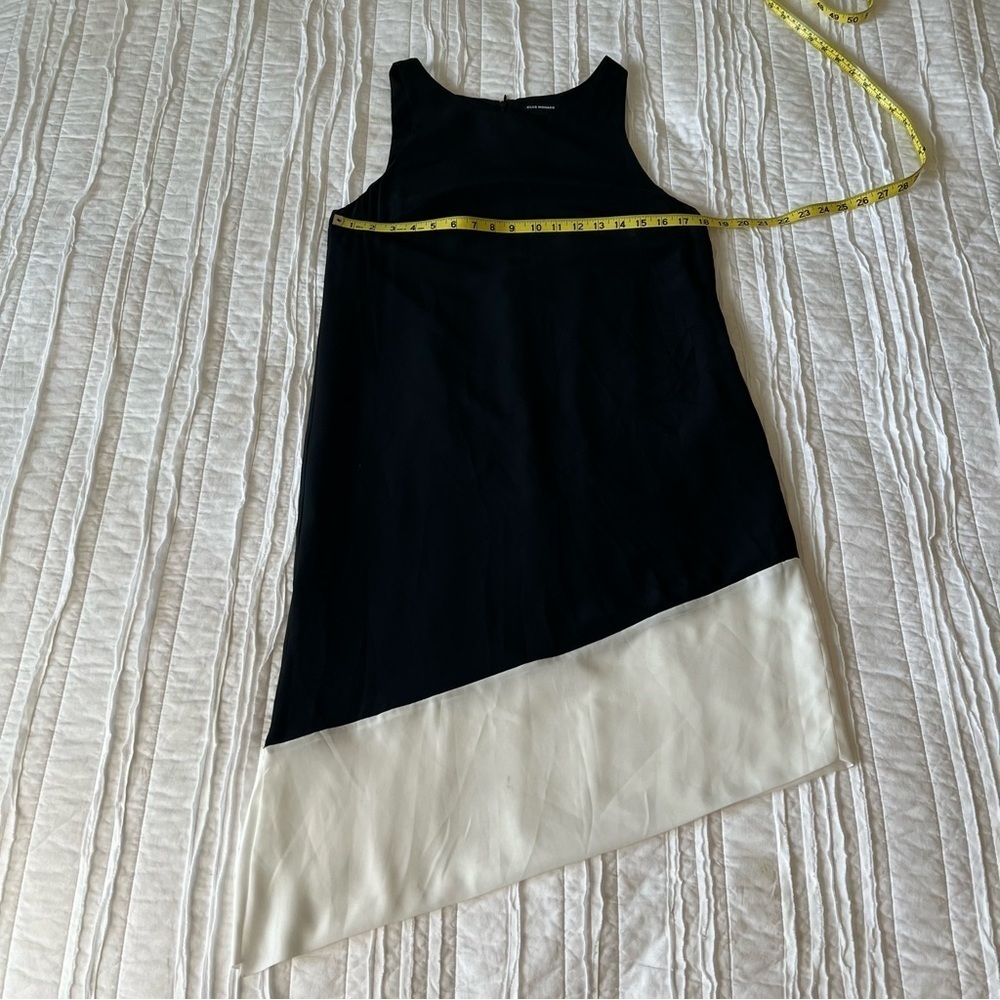 2/$30 Club Monaco Silk Asymmetrical Hem Black and White Sleeveless Dress SZ 6 - Picture 15 of 16